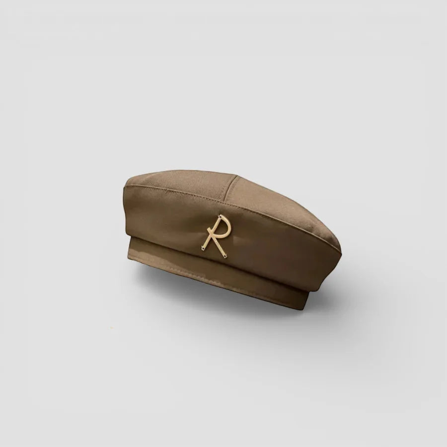 Brown Beret R with gold-tone r logo emblem