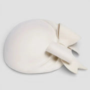 Cream-colored felt Beret with Bow and matching side bow