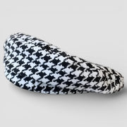 Black and white houndstooth flat cap beret