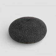 Black Basque Beret with textured herringbone pattern