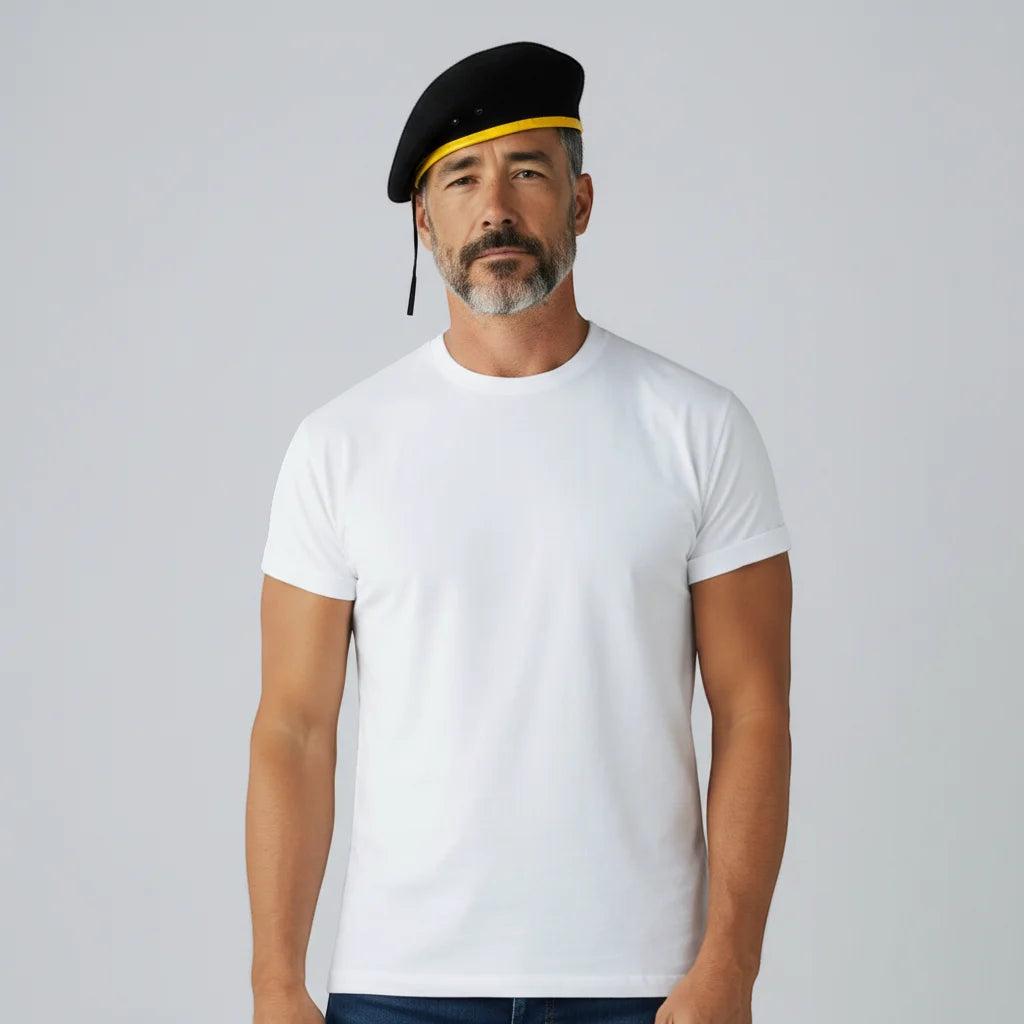 White cotton crew-neck t-shirt from Black Beret Army collection