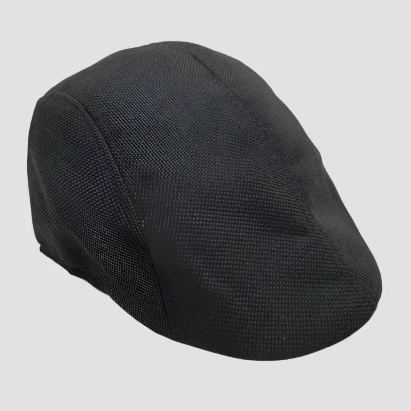 Black flat cap.