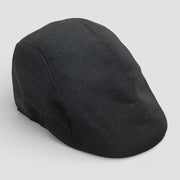 Black textured flat cap with classic structured design, Black Beret Cap