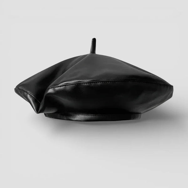 black-beret-leather-trim-faux-  display picture 1