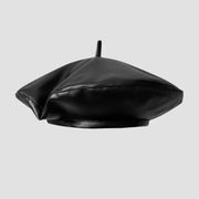 Black leather beret.