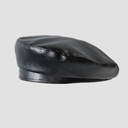 Black leather beret.