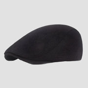 Black mesh flat cap.