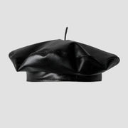 Black leather beret.