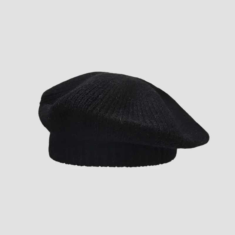 Black knitted beret.