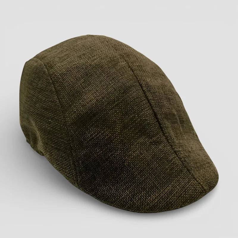 Olive green textured flat cap from Brown Beret Cap collection
