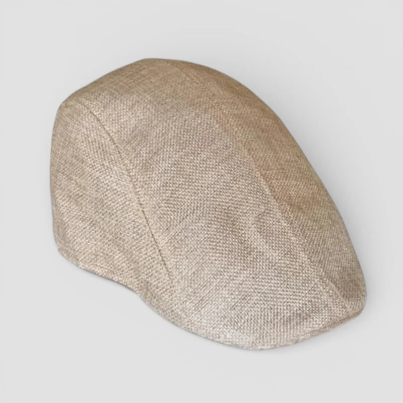 Beige herringbone textured Cabbie Beret Cap flat cap