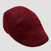 Maroon flat cap.