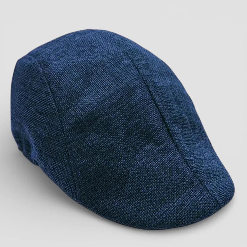 Navy blue textured Cabbie Beret Cap with classic structured design