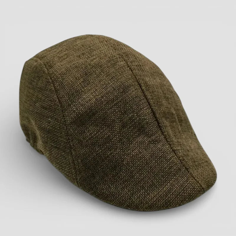 Olive green textured fabric flat cap Cabbie Beret Cap