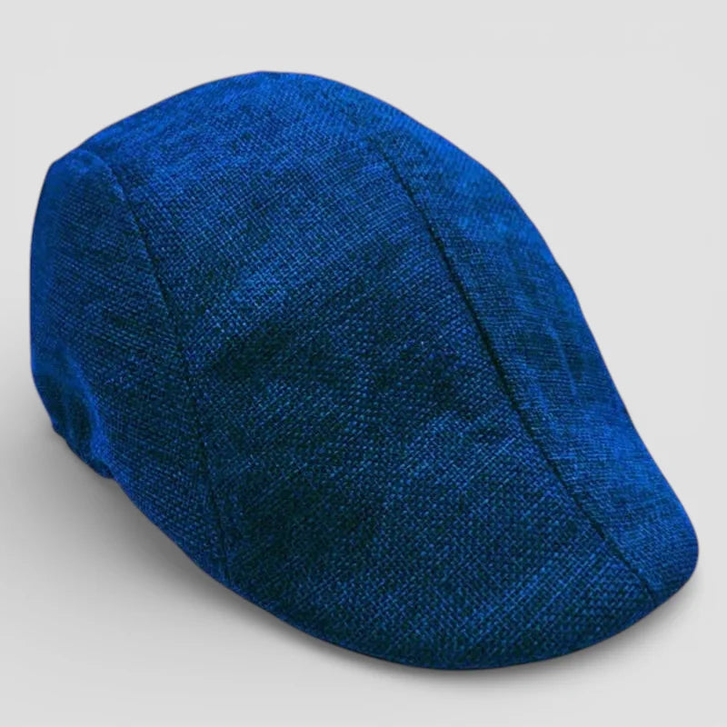 Rich royal blue Cabbie Beret Cap with textured fabric and stitched seams