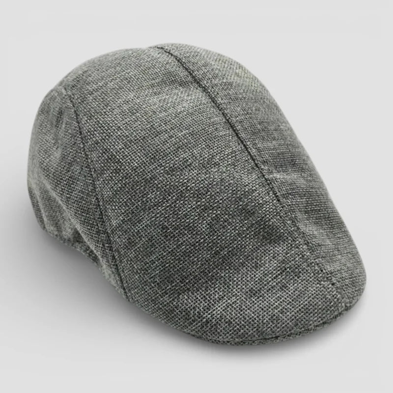 Textured gray Cabbie Beret Cap with heathered finish and stitched panels