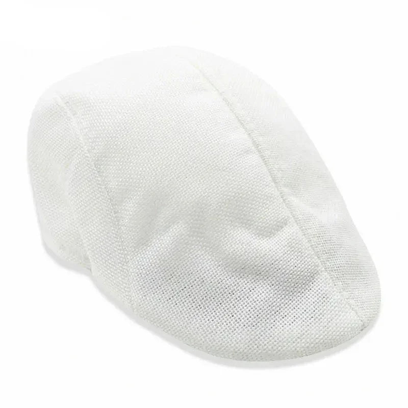 White linen flat cap.