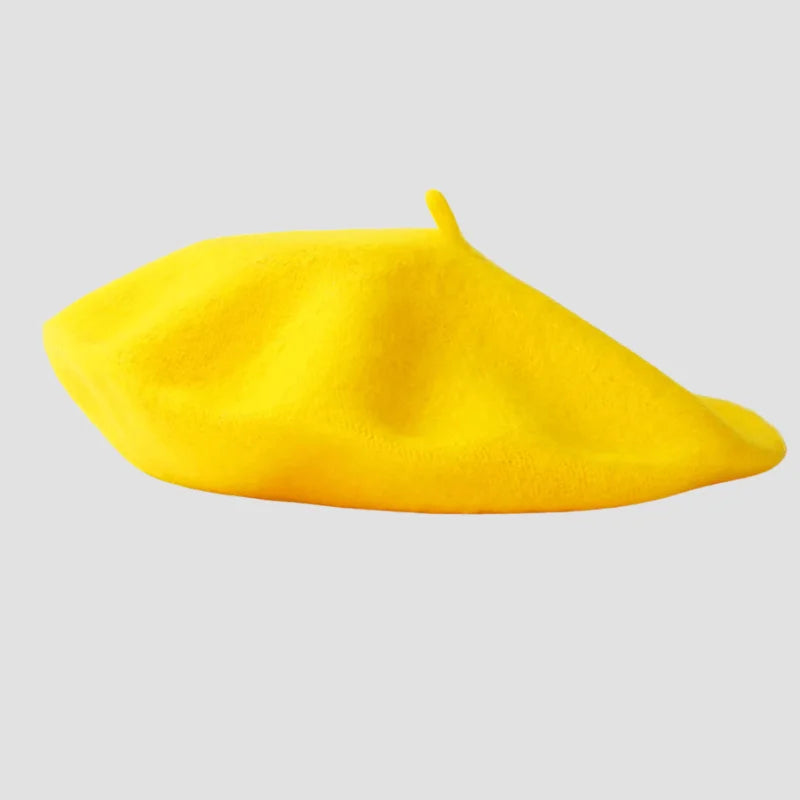 Bright yellow beret.