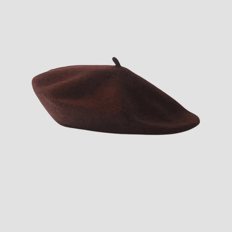 Brown wool beret.