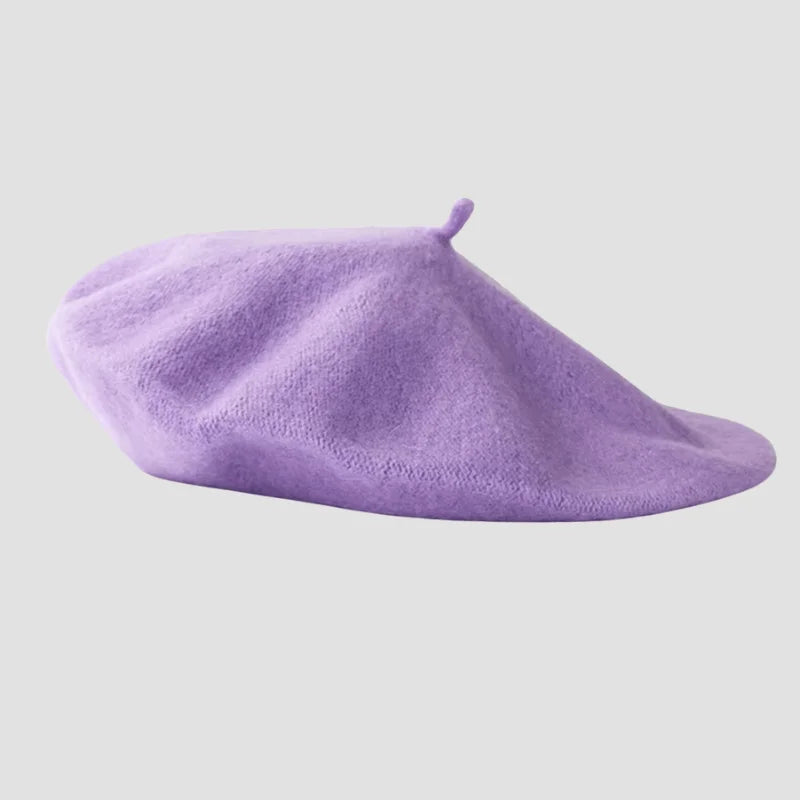 Lavender beret.