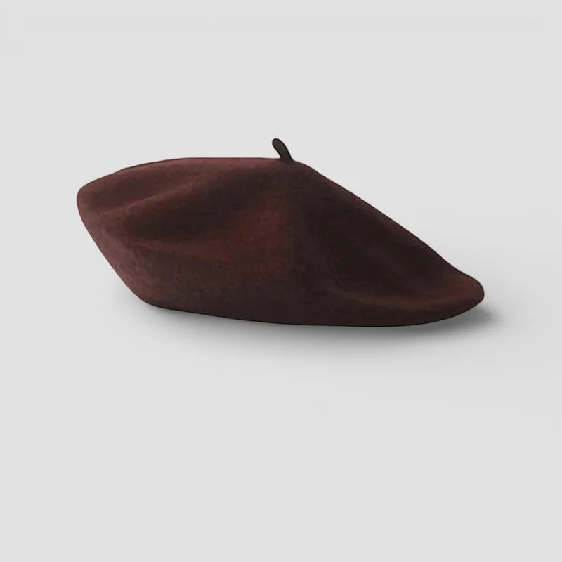 Classic French Beret in soft deep burgundy with black button