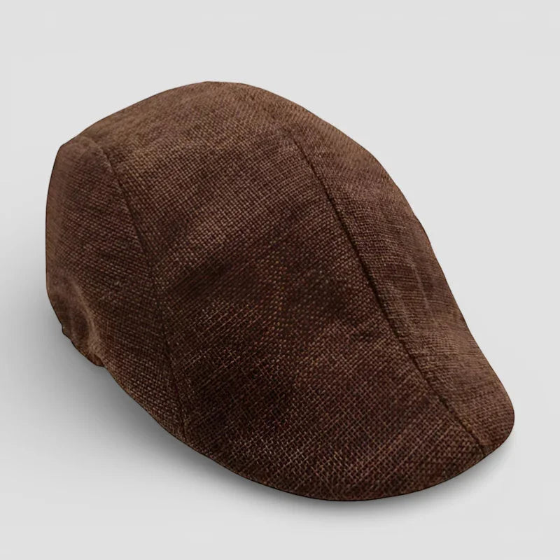 Coffee Beret Cap brown textured flat cap with subtle woven pattern
