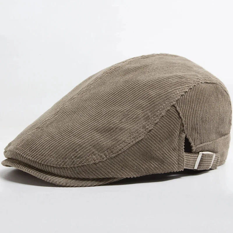 Corduroy flat cap.