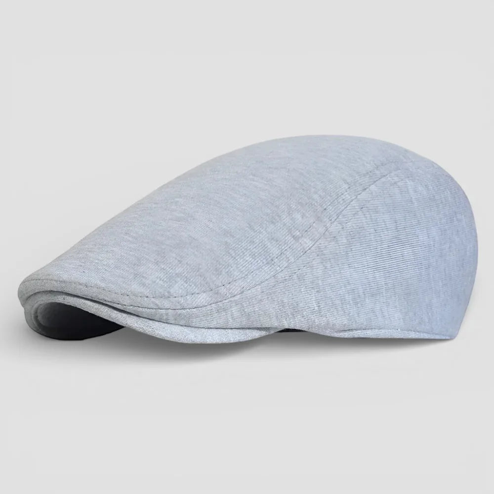 Light gray Cotton Beret Cap with soft textured fabric and subtle stitching