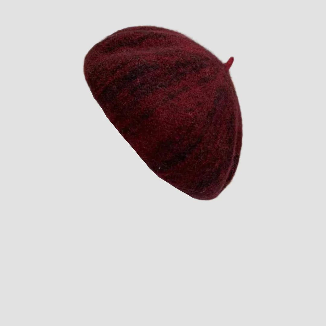 Maroon wool beret.