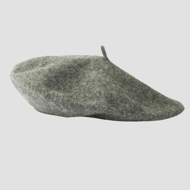 Gray wool beret.