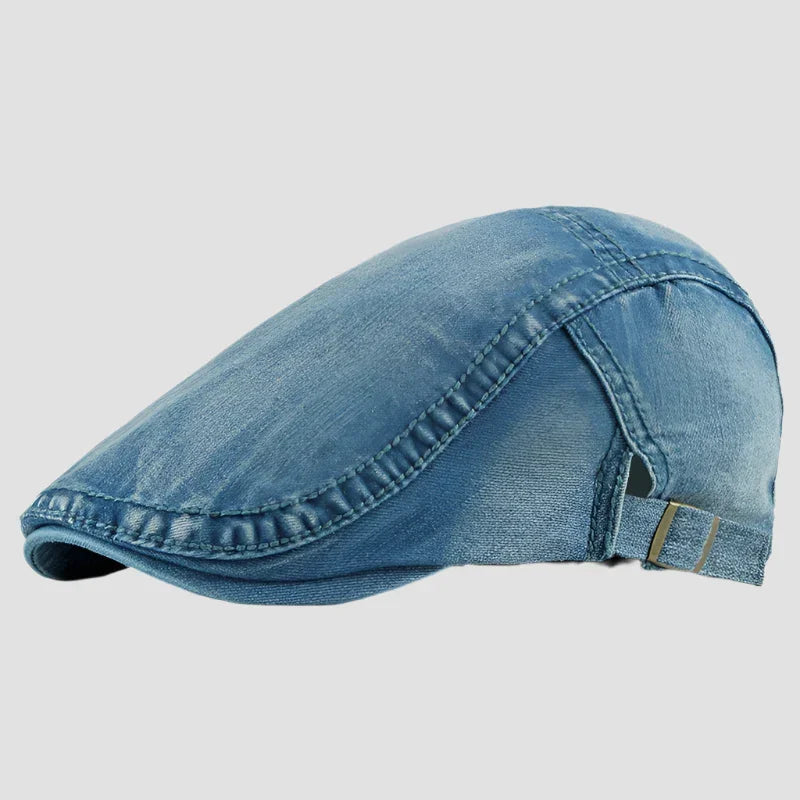Denim flat cap.