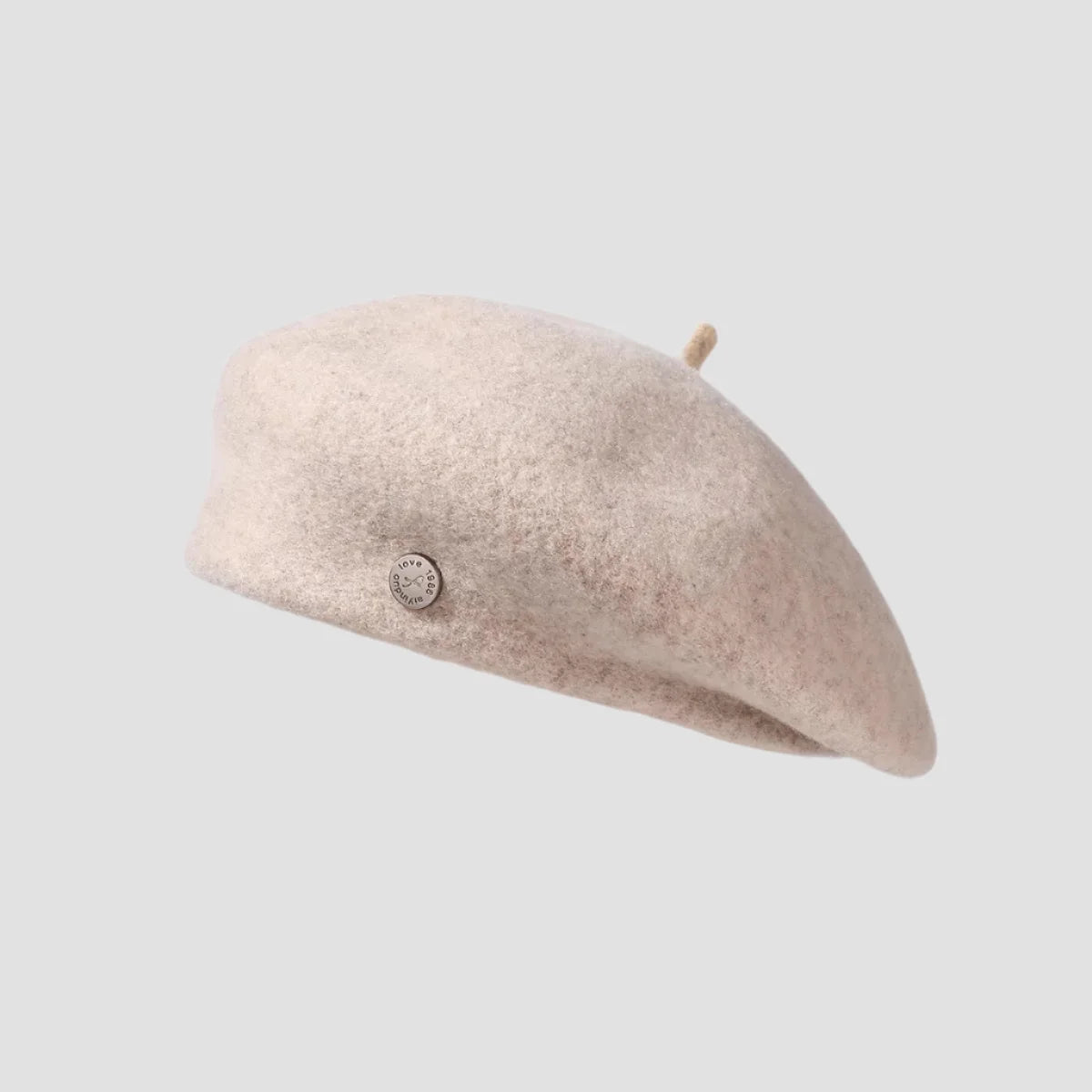 Beige wool beret.