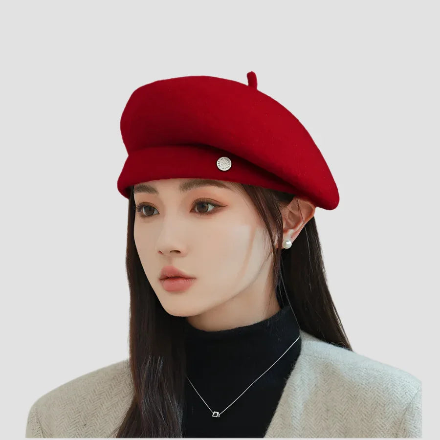 Red wool beret.