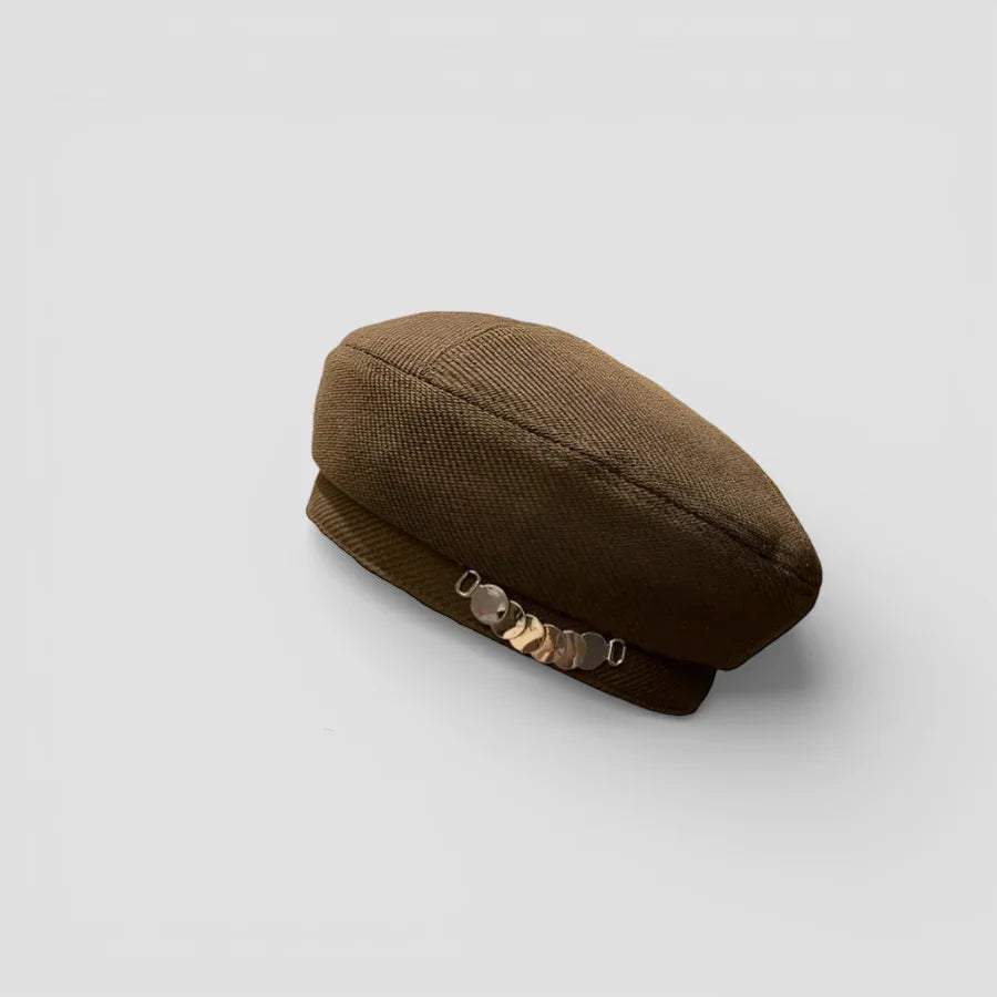 French Legion Beret: brown corduroy with metallic coin brim