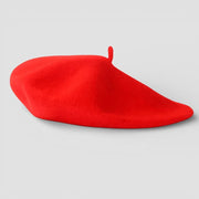 French Red Beret: vibrant soft felt with matching top loop