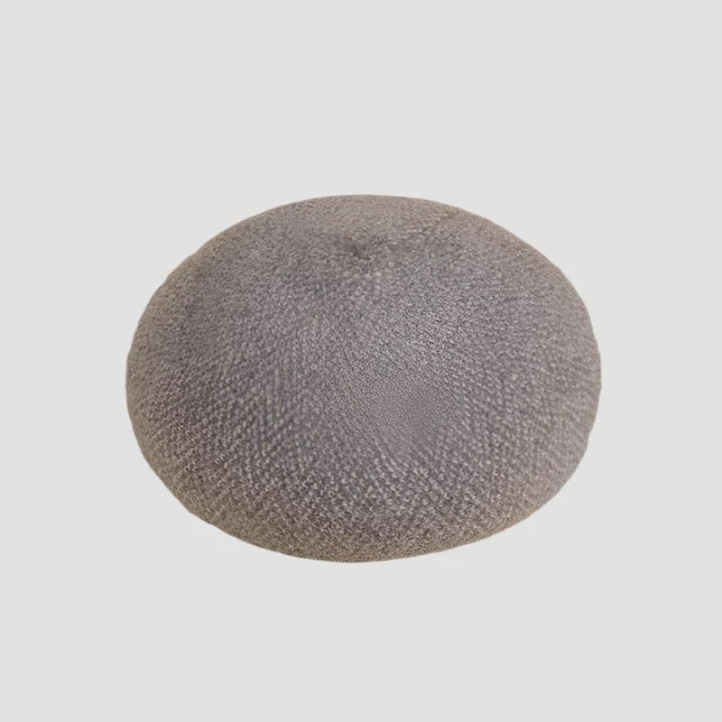 Gray herringbone beret.