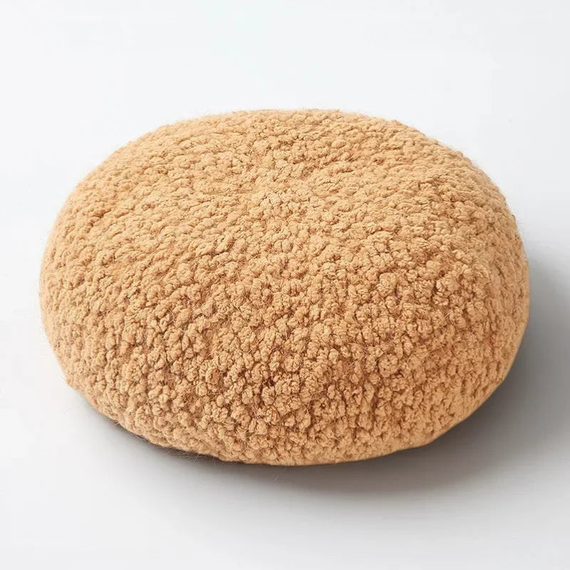 Cozy tan Fur Beret in plush textured fabric