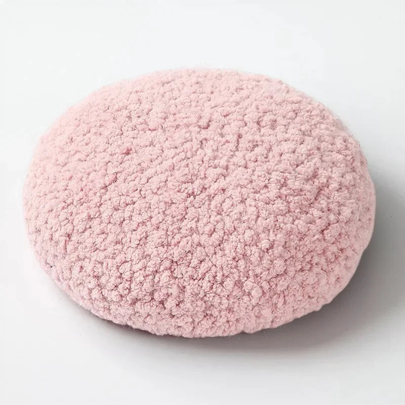 Soft round pink Fur Beret made of plush textured fabric