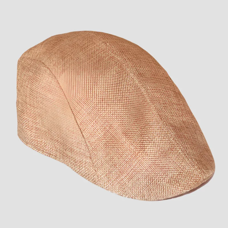 Tan woven flat cap.