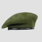 Olive green beret.