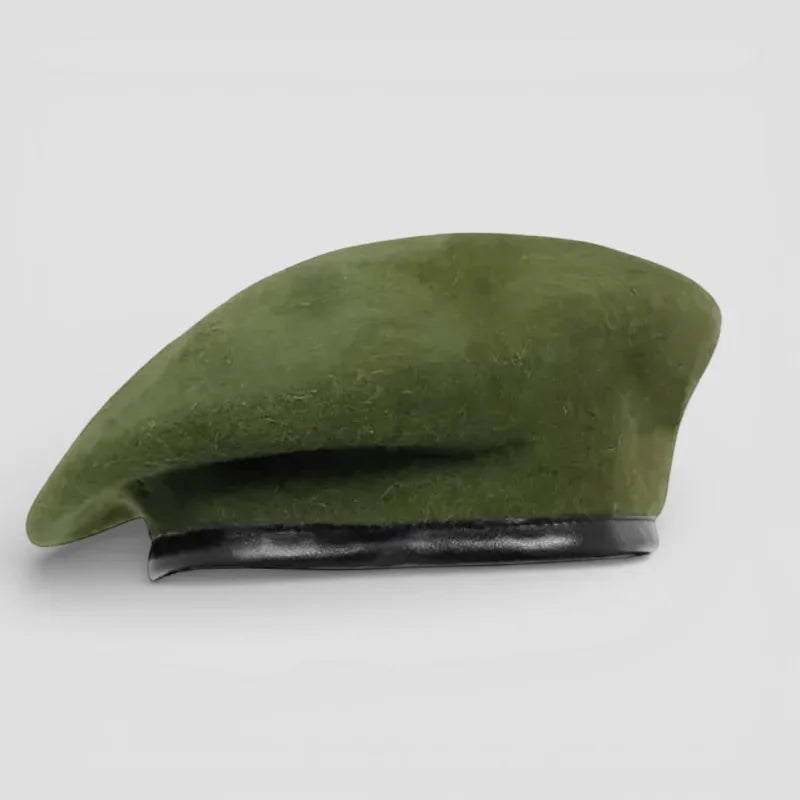 Olive green suede Green Beret Army Ranger with black leather trim