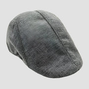 Gray tweed flat cap.