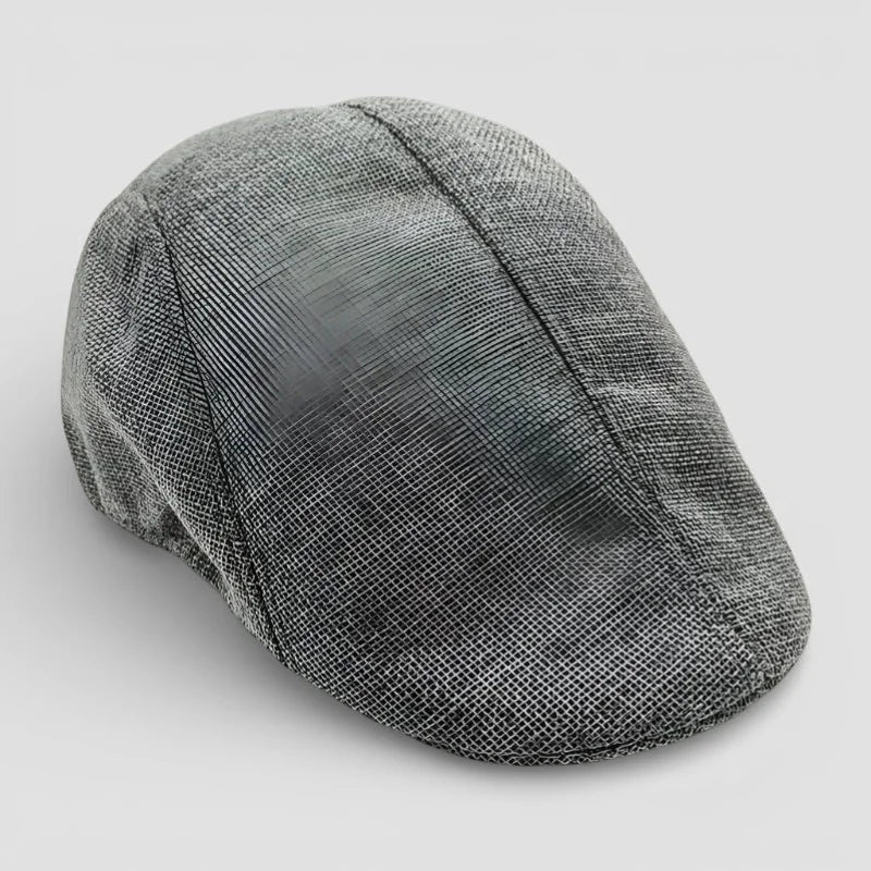 Grey Beret Cap textured gray flat cap with woven pattern and stitched seams