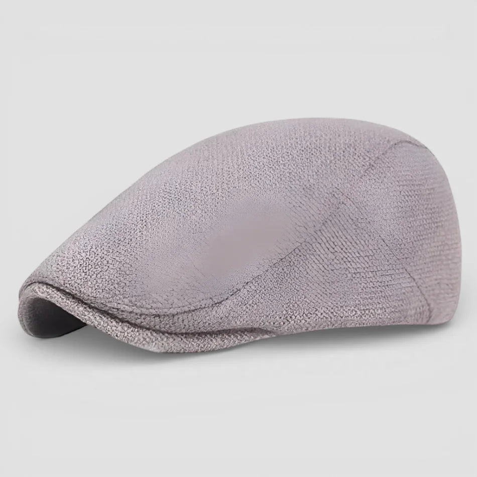 Soft lavender Grey Flat Cap Beret with fuzzy texture and stitched design