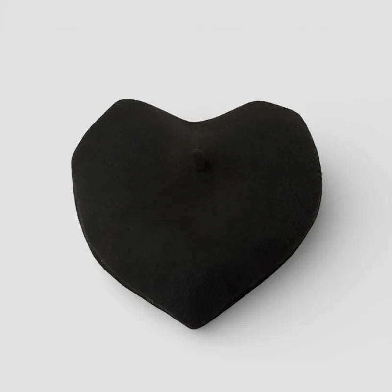 Heart shaped beret black plush cushion soft texture