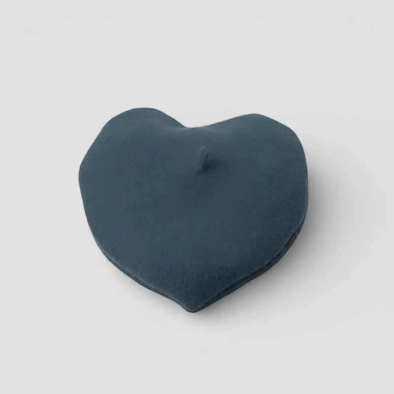 Heart shaped beret dark teal heart candle with matte finish