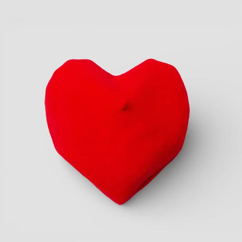 Heart shaped beret with plush vibrant red velvety cushion