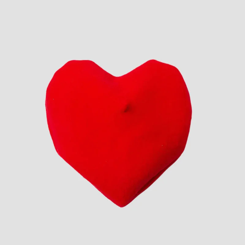 Red heart-shaped pillow.