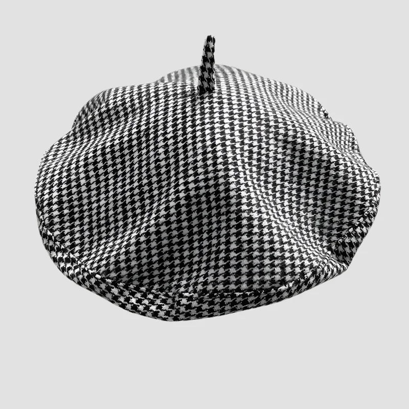 Houndstooth beret.
