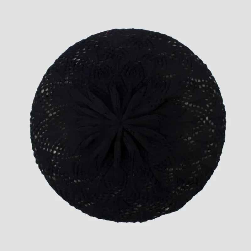 Black knitted beret.